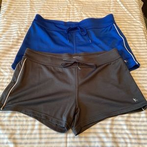 Danskin Now athletic shorts, size large,sapphire blue and charcoal gray.